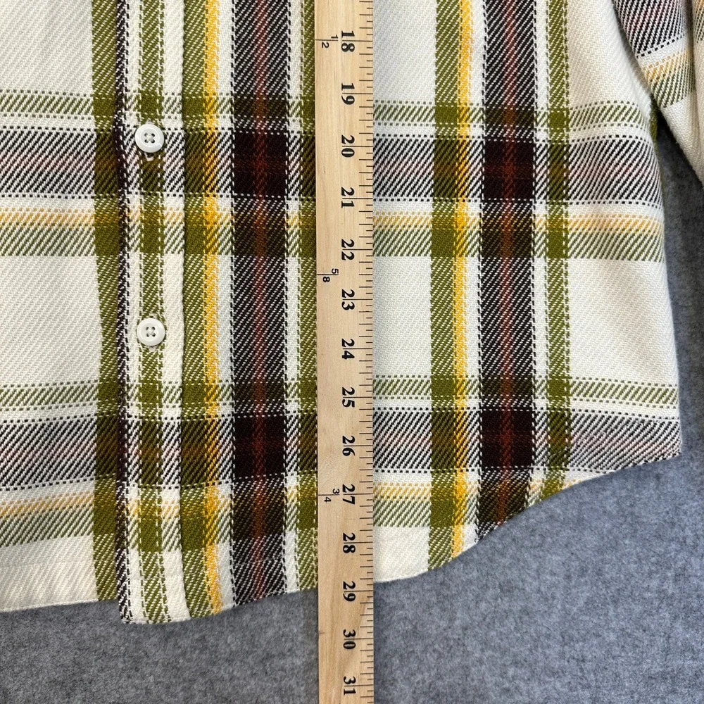 The North Face Valley Twill Flannel Shirt Mens M Olive Yellow‎ White Plaid NWT